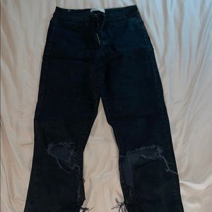 Black High Waisted Skinny Jeans with Rip on Knees